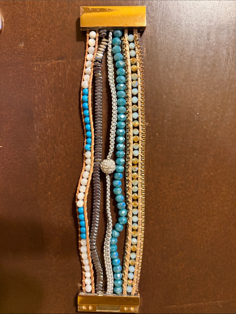 Victoria Emerson Turquoise, White & Gold Multi-Strand Bracelet